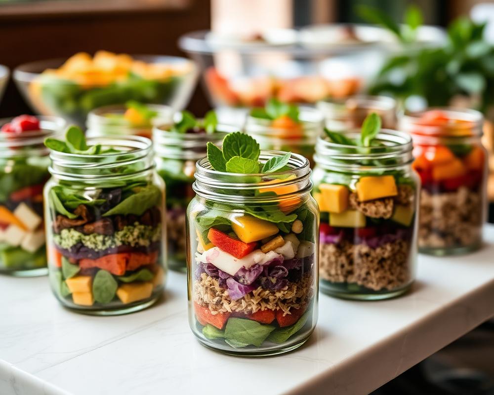 Salate in Gläsern